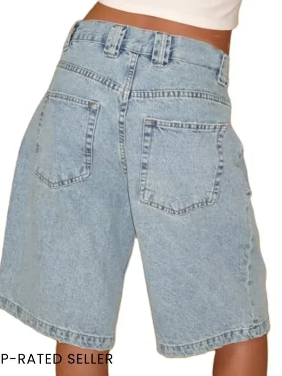 Vintage Y2K Denim Bermuda Shorts Baggy Straight Leg Casual Knee Length Jorts - Picture 7 of 7